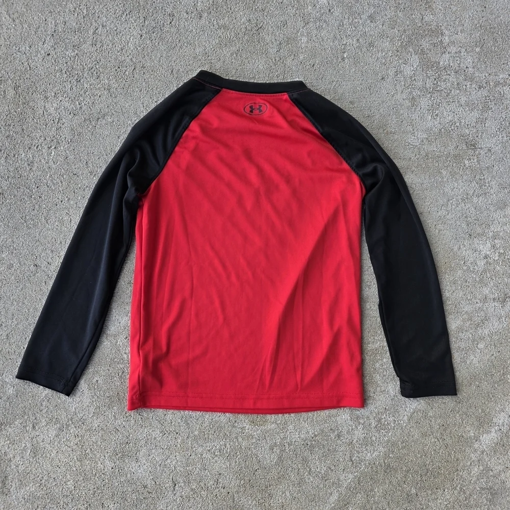 Under Armour Youth 7 Long Sleeve Shirt Bundle – 2 Pack Red & Black Logos